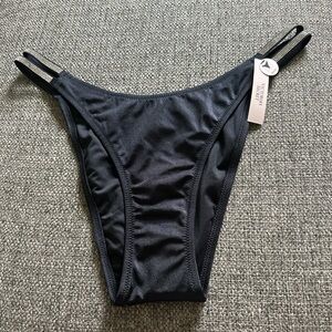 Victoria’s Secret Black Brazilian Bottom with Double Straps Swimwear